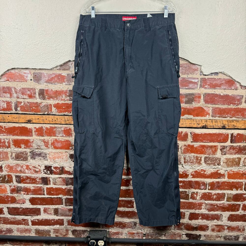 Vintage Unionbay Pants Size 33x28 Black Straight Leg Cargo Utility Grunge Skate